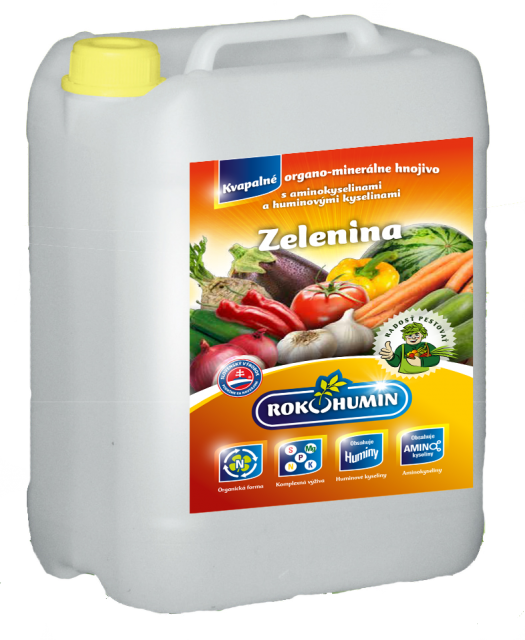 Rokohumin Zelenina 10 L - kvapalné organominerálne hnojivo s aminokyselinami a humínovými kyselinami