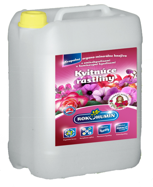 Rokohumin Kvitnúce kvety 5 L - kvapalné organominerálne hnojivo s aminokyselinami a humínovými kyselinami